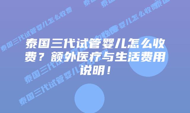 泰国三代试管婴儿怎么收费？额外医疗与生活费用说明！