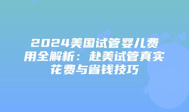 2024美国试管婴儿费用全解析：赴美试管真实花费与省钱技巧