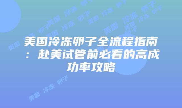 美国冷冻卵子全流程指南：赴美试管前必看的高成功率攻略
