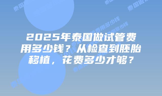 2025年泰国做试管费用多少钱?从检查到胚胎移植,花费多少才够?插图 2025年泰国做试管费用多少钱?从检查到胚胎移植,花费多少才够?