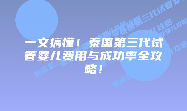 一文搞懂！泰国第三代试管婴儿费用与成功率全攻略！