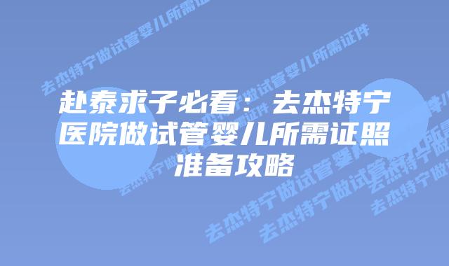 赴泰求子必看：去杰特宁医院做试管婴儿所需证照 准备攻略
