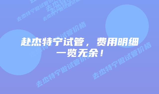 赴杰特宁试管，费用明细一览无余！