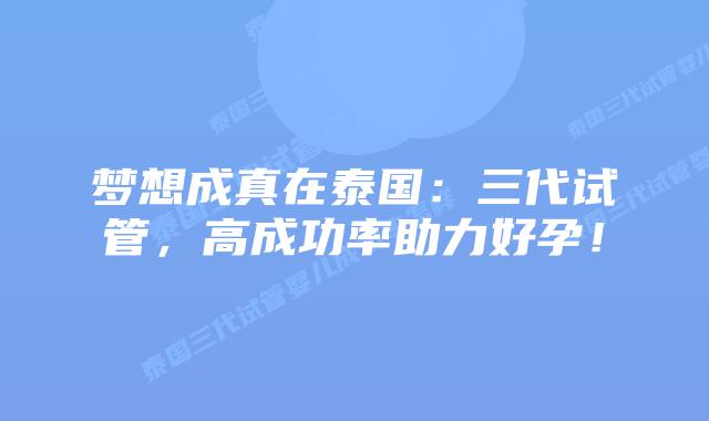 梦想成真在泰国:三代试管,高成功率助力好孕!插图 梦想成真在泰国:三代试管,高成功率助力好孕!