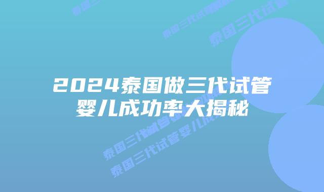 2024泰国做三代试管婴儿成功率大揭秘