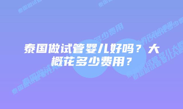 泰国做试管婴儿好吗?大概花多少费用?插图 泰国做试管婴儿好吗?大概花多少费用?