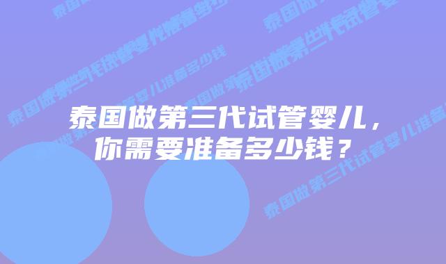 泰国做第三代试管婴儿，你需要准备多少钱？