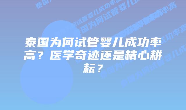 泰国为何试管婴儿成功率高?医学奇迹还是精心耕耘?插图 泰国为何试管婴儿成功率高?医学奇迹还是精心耕耘?