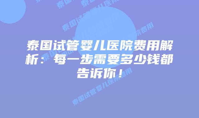 泰国试管婴儿医院费用解析:每一步需要多少钱都告诉你!插图 泰国试管婴儿医院费用解析:每一步需要多少钱都告诉你!