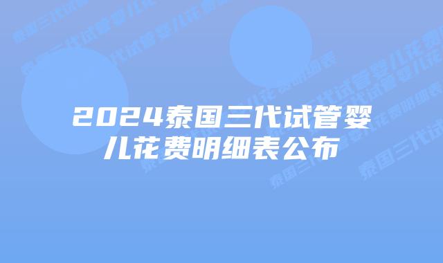 2024泰国三代试管婴儿花费明细表公布