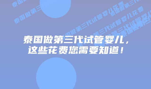 泰国做第三代试管婴儿,这些花费您需要知道!插图 泰国做第三代试管婴儿,这些花费您需要知道!