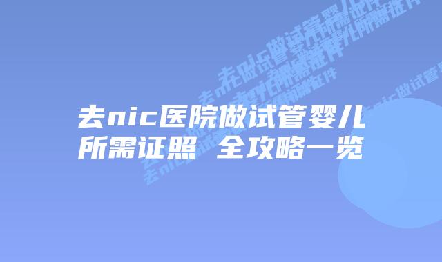 去nic医院做试管婴儿所需证照 全攻略一览
