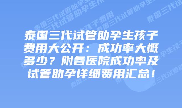 泰国三代试管助孕生孩子费用大公开:成功率大概多少?附各医院成功率及试管助孕详细费用汇总!插图 泰国三代试管助孕生孩子费用大公开:成功率大概多少?附各医院成功率及试管助孕详细费用汇总!