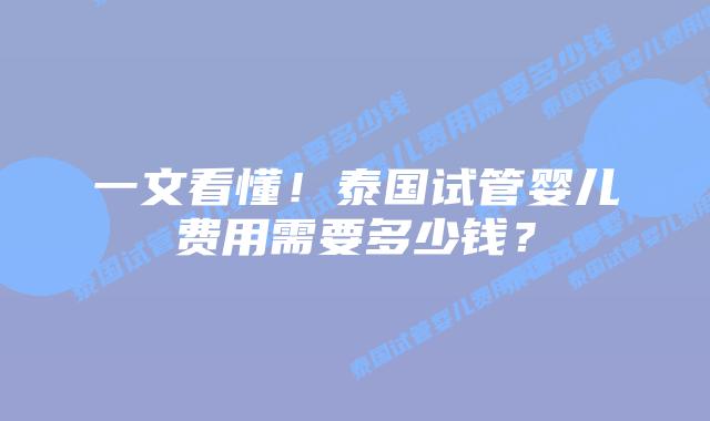 一文看懂！泰国试管婴儿费用需要多少钱？