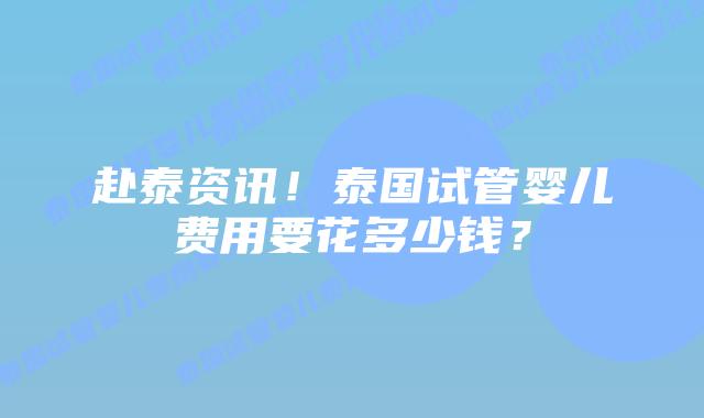 赴泰资讯!泰国试管婴儿费用要花多少钱?插图 赴泰资讯!泰国试管婴儿费用要花多少钱?