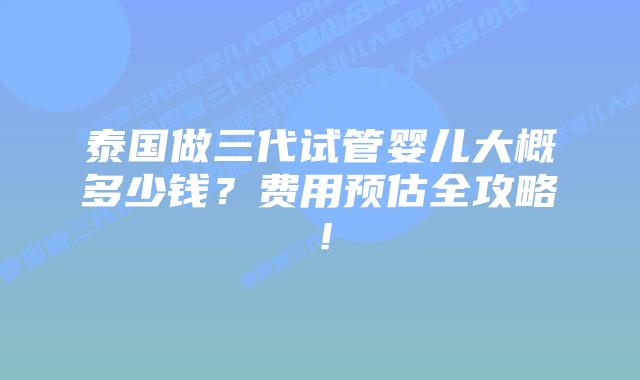 泰国做三代试管婴儿大概多少钱?费用预估全攻略!插图 泰国做三代试管婴儿大概多少钱?费用预估全攻略!