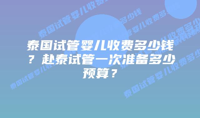 泰国试管婴儿收费多少钱？赴泰试管一次准备多少预算？