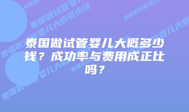 泰国做试管婴儿大概多少钱?成功率与费用成正比吗?插图 泰国做试管婴儿大概多少钱?成功率与费用成正比吗?