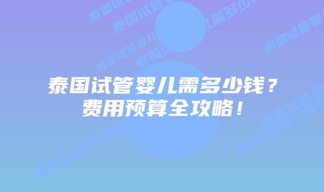 泰国试管婴儿需多少钱?费用预算全攻略!插图 泰国试管婴儿需多少钱?费用预算全攻略!