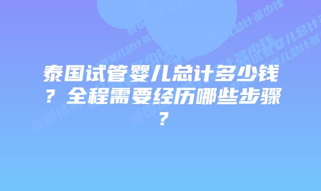 泰国试管婴儿总计多少钱？全程需要经历哪些步骤？