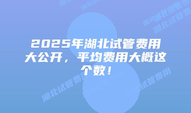 2025年湖北试管费用大公开，平均费用大概这个数！