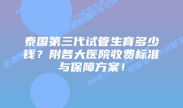 泰国第三代试管生育多少钱?附各大医院收费标准与保障方案!插图 泰国第三代试管生育多少钱?附各大医院收费标准与保障方案!