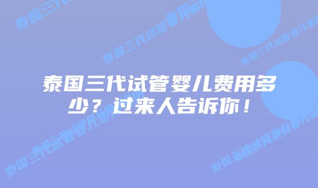 泰国三代试管婴儿费用多少?过来人告诉你!插图 泰国三代试管婴儿费用多少?过来人告诉你!