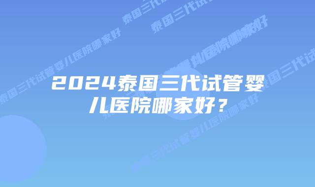 2024泰国三代试管婴儿医院哪家好？