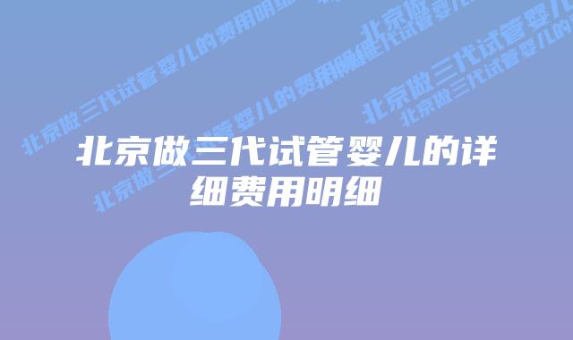 北京做三代试管婴儿的详细费用明细