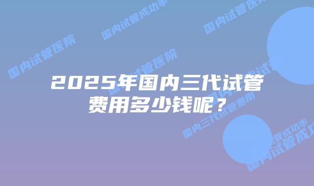 2025年国内三代试管费用多少钱呢？