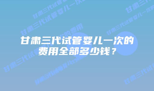 甘肃三代试管婴儿一次的费用全部多少钱？