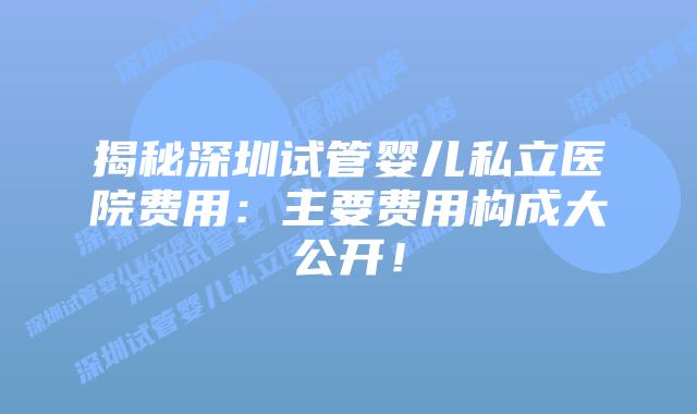 揭秘深圳试管婴儿私立医院费用:主要费用构成大公开!插图 揭秘深圳试管婴儿私立医院费用:主要费用构成大公开!