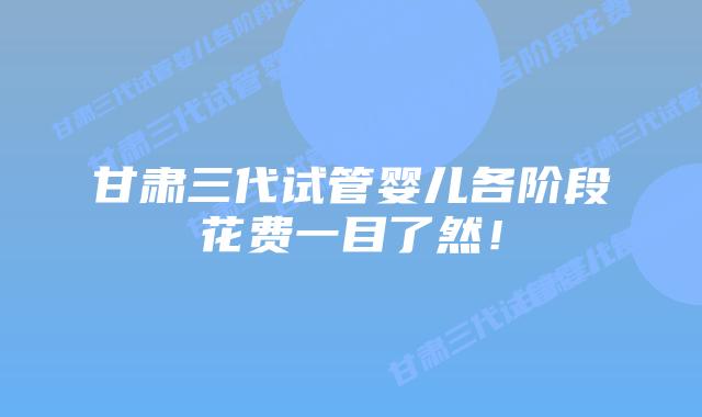 甘肃三代试管婴儿各阶段花费一目了然！