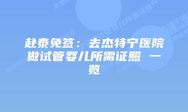 赴泰免签：去杰特宁医院做试管婴儿所需证照 一览