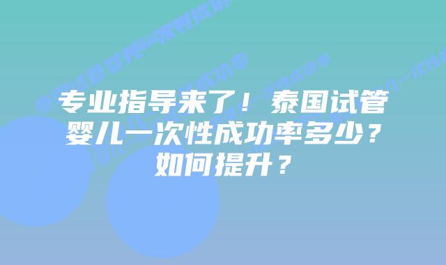 专业指导来了!泰国试管婴儿一次性成功率多少?如何提升?插图 专业指导来了!泰国试管婴儿一次性成功率多少?如何提升?