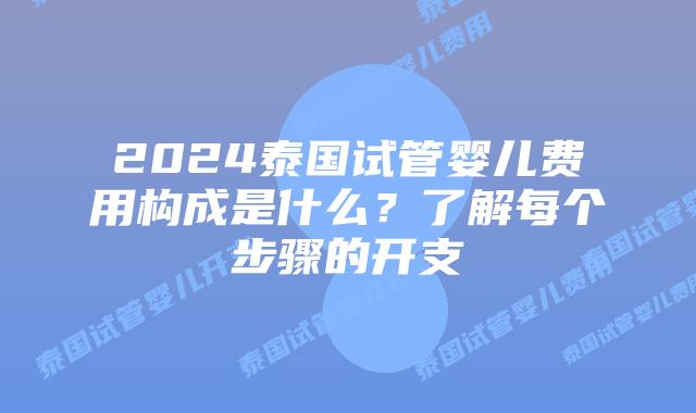 2024泰国试管婴儿费用构成是什么?了解每个步骤的开支插图 2024泰国试管婴儿费用构成是什么?了解每个步骤的开支