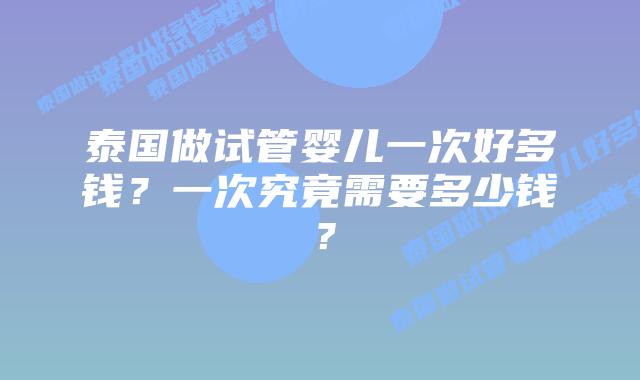 泰国做试管婴儿一次好多钱？一次究竟需要多少钱？