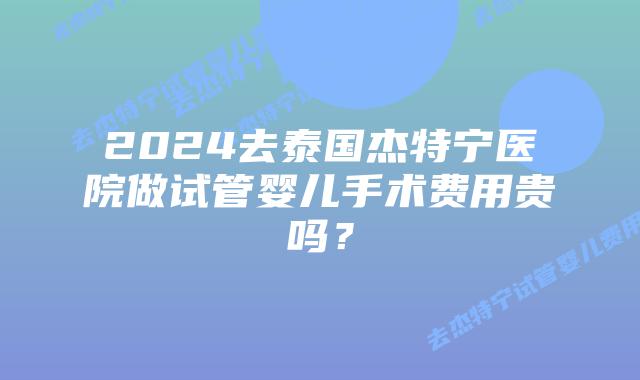 2024去泰国杰特宁医院做试管婴儿手术费用贵吗？