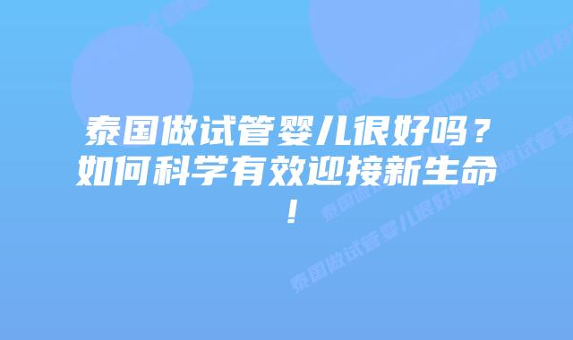 泰国做试管婴儿很好吗?如何科学有效迎接新生命!插图 泰国做试管婴儿很好吗?如何科学有效迎接新生命!