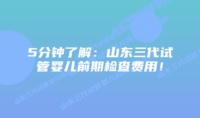 5分钟了解:山东三代试管婴儿前期检查费用!插图 5分钟了解:山东三代试管婴儿前期检查费用!