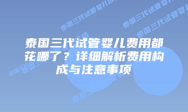 泰国三代试管婴儿费用都花哪了?详细解析费用构成与注意事项插图 泰国三代试管婴儿费用都花哪了?详细解析费用构成与注意事项