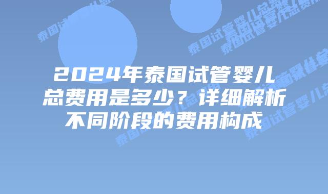 2024年泰国试管婴儿总费用是多少?详细解析不同阶段的费用构成插图 2024年泰国试管婴儿总费用是多少?详细解析不同阶段的费用构成