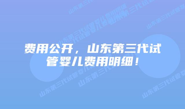 费用公开，山东第三代试管婴儿费用明细！