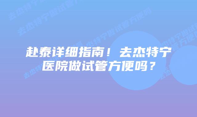赴泰详细指南！去杰特宁医院做试管方便吗？