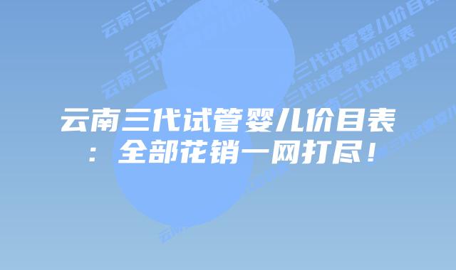 云南三代试管婴儿价目表：全部花销一网打尽！