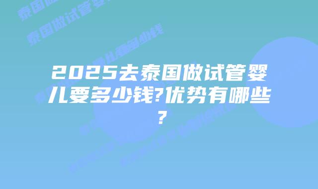 2025去泰国做试管婴儿要多少钱?优势有哪些？