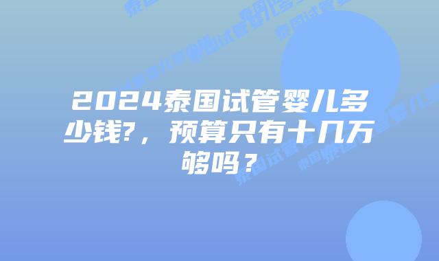2024泰国试管婴儿多少钱?，预算只有十几万够吗？