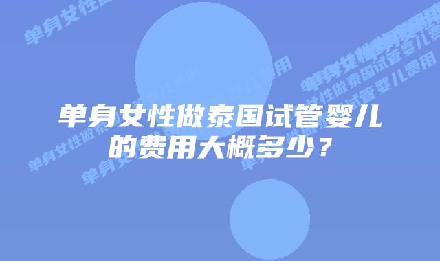 单身女性做泰国试管婴儿的费用大概多少?插图 单身女性做泰国试管婴儿的费用大概多少?