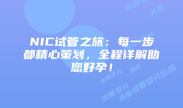 NIC试管之旅:每一步都精心策划,全程详解助您好孕!插图 NIC试管之旅:每一步都精心策划,全程详解助您好孕!