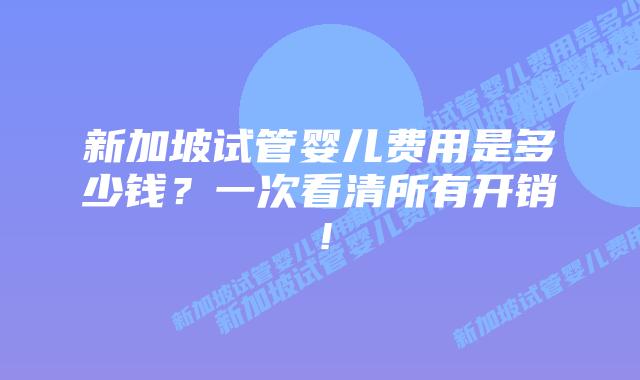 新加坡试管婴儿费用是多少钱?一次看清所有开销!插图 新加坡试管婴儿费用是多少钱?一次看清所有开销!